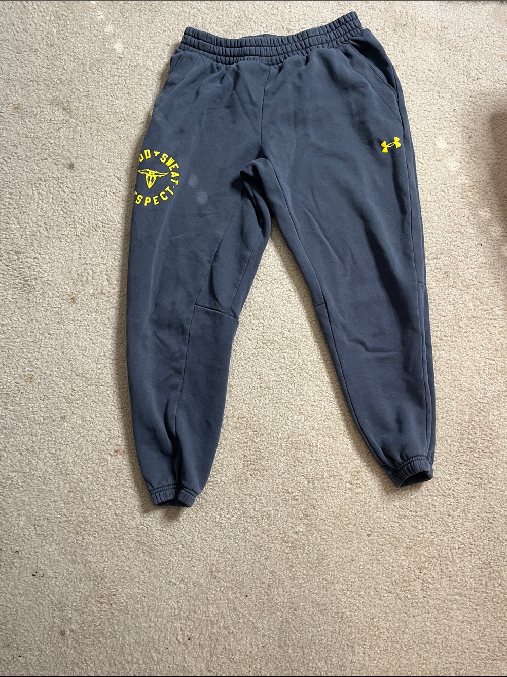 Under Armour mens Navy Joggers with Yellow Logo